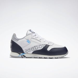 Reebok Classic Leather Turnschuhe Kinder - Weiß/Navy/Blau - DE 397-HLS